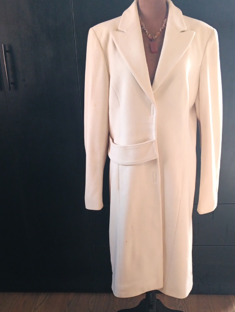Misselleci Cream Tailored Coat Concealed Button Front Fully Lined 44